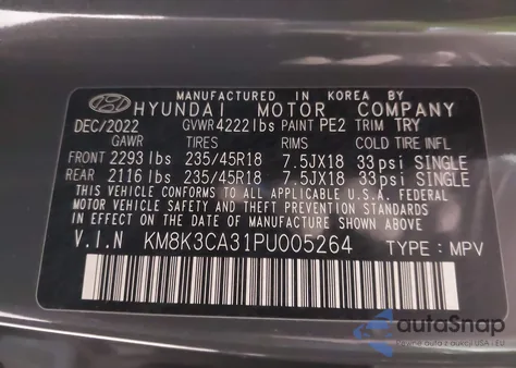 2023 Hyundai Kona N Line from USA, damaged, VIN KM8K3CA31PU005264